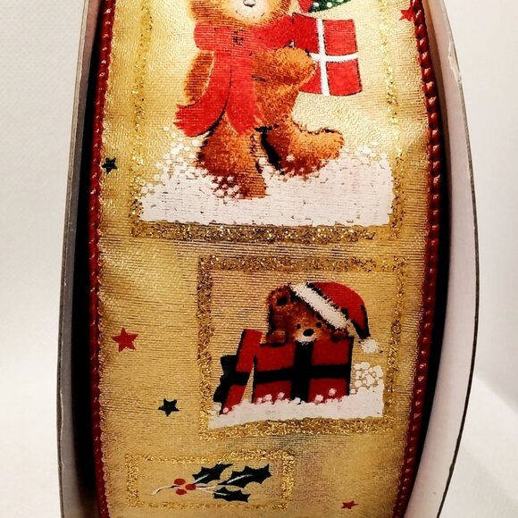 2.5 Inch Wire Edge Christmas Ribbon Set of 2: Bear and Reindeer Total 42.5 Yards - Picture 4 of 6